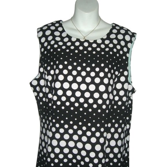 Sandra Darren Dress Black White Polka Dot Plus Size Party Cocktail LBD Sz 16 - Picture 7 of 13